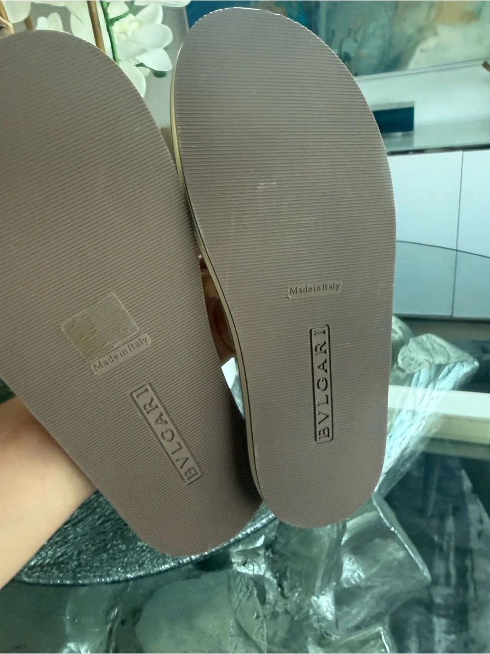Bulgari woman’s Brown & Beige Flip Flop Sandals